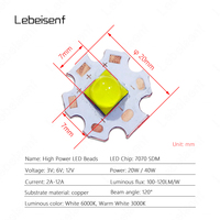 Perle de lampe LED SMD 7070 ultra-lumineuse à 4 puces, courant constant 3V 6V 12V, haute puissance 20W 40W 110lm/W avec plaque de cuivre PCB de 20 mm