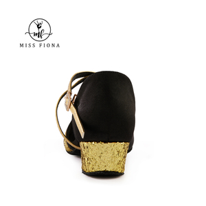 Commande en gros OEM Chaussures de <span class=keywords><strong>danse</strong></span> classiques pour filles en satin noir à paillettes dorées pour la <span class=keywords><strong>danse</strong></span> <span class=keywords><strong>latine</strong></span> salsa ballroom - Product Image 4