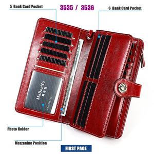 AndoBag RFID Long <b>Wallet</b> for Women Genuine Cow Leather <b>Ladies</b> Elegant Clutch Bag Casual <b>Purse</b> and Handbags Fashion Vintage - Product Image 6