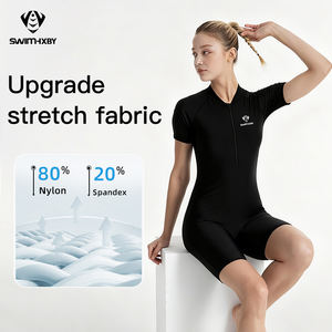 Traje de baño de una pieza de secado rápido con estampado anti-UV, sin espalda, largo hasta la rodilla, que cubre el vientre, ajustado, deportivo, tipo bóxer, <span class=keywords><strong>para</strong></span> mujer, <span class=keywords><strong>para</strong></span> surf y natación - Product Image 3