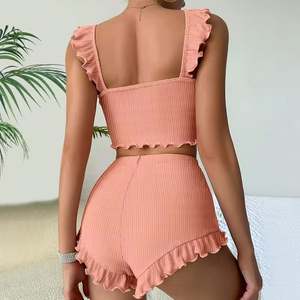 Women Pit Strip Halter <b>Shorts</b> European and American Wind Women <b>Pajamas</b> Small Flying Sleeve Halter Home - Product Image 2