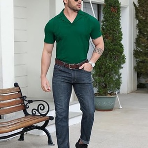Camisa de Manga Corta para Hombre, Deportiva, Transpirable, Corte Regular, Diseño con Flecos, Casual, Verano, con Cuello - Product Image 4