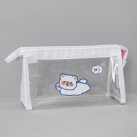 Étui à crayons transparent en PVC imprimé de dessin animé avec fermeture éclair pochette en plastique transparent 20*8*12cm pour les filles dans les écoles et les bureaux