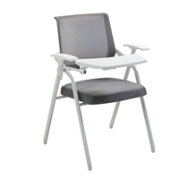 Chaise de conférence ergonomique commerciale pas chère, chaise de bureau exécutive en acier au design moderne, pliable à quatre pieds avec tablette d'écriture pour réunion