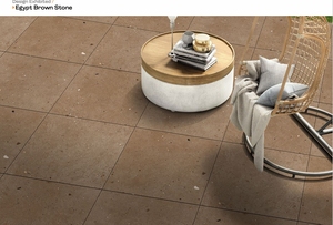 OEM personalizado diseño moderno 600X600 MM tamaño Egipto piedra marrón rústico acabado mate terrazo baldosas - Product Image 2