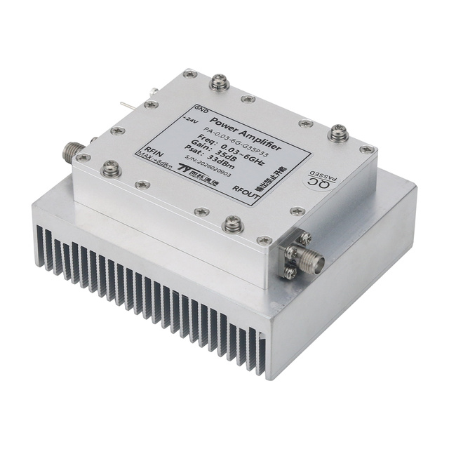 0.03-6GHz RF Power Amplifier 35dB High Gain 2W Output RF Microwave PA with S MA Female Connector
