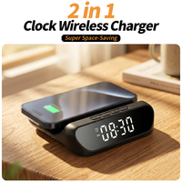 2-in-1 15W Smartphone Snelle Draadloze Oplader Met Wekker Huishoudelijke Draadloze Oplader