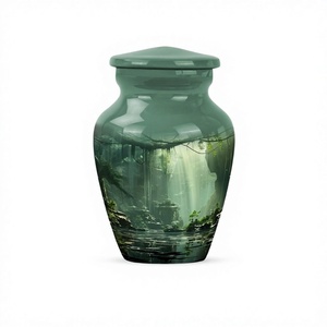 Forêt tropicale Petite urne funéraire souvenir pour cendres Urne commémorative pour maman adulte avec sac en velours gratuit - Product Image 1