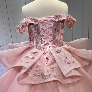 Robe de Quinceañera rose avec fleurs 3D, Vestidos De 15 Anos, robe de bal de princesse sur mesure Lsmu66 - Product Image 3