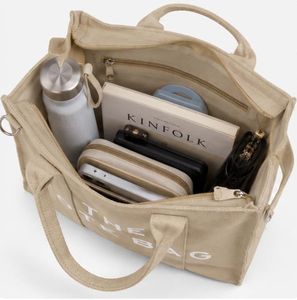 Sacs fourre-tout en toile à bandoulière avec fermeture éclair, sacs à bandoulière décontractés en toile pour le travail, l'école et les voyages - Product Image 4