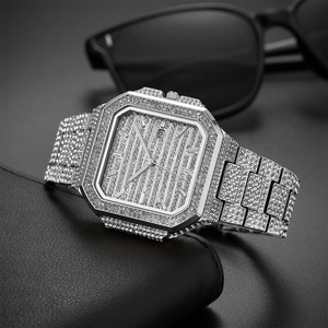 Reloj de Hombre con Incrustaciones de Diamantes de Corte Cuadrado, Pulsera con Diamantes Estilo Hip-Hop, Reloj Masculino - Product Image 3