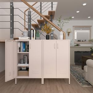 2-दरवाजा गुलाबी धातु लॉकर भंडारण कैबिनेट समायोज्य अलमारियों को कार्यालय कक्षा बेडरूम के लिए - Product Image 6