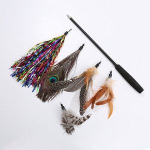 Detachable Wire Rod Double-Pole Eco-Friendly Cute Animal Cat Teaser <b>Toy</b> Natural Feather Laser <b>Toy</b> - Product Image 6
