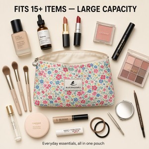 Sac <span class=keywords><strong>de</strong></span> rangement pour maquillage portable multifonctionnel à grande capacité avec fermeture éclair pour femmes, en matériau écologique, idéal pour <span class=keywords><strong>les</strong></span> <span class=keywords><strong>voyages</strong></span> - Product Image 4