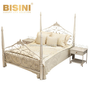 Neo-classic <strong>Antique</strong> Style Retro Double <strong>Bed</strong> with Bedpost Archaistic Carved Metal <strong>Iron</strong> Master Bedroom Set Furniture - Product Image 6