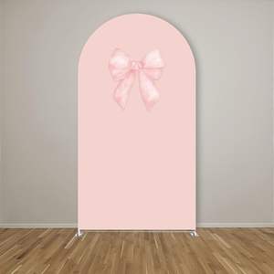 Pembe çiçek kemer zemin elastik Spandex stokta 2 taraflı yaylar kızlar için bebek duş Fiesta parti duvar dekor fabrika toptan - Product Image 1