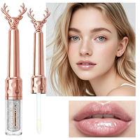 Gloss à lèvres effet miroir argenté en forme de cerf, hydratant, longue tenue, brillant, liquide, cosmétique OEM, marque privée, vente chaude