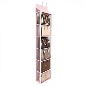 Organisateur de porte-sacs à main mural pliable à 6 poches avec fermeture éclair pour vêtements, foulards, chapeaux, leggings S - Product Image 3