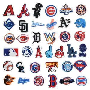 Accesorios para Equipos Deportivos de Béisbol, Abalorios de PVC para Zapatos, Logo de Equipos de Béisbol, Decoraciones para Zapatos, Venta Al por Mayor