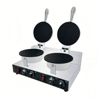 Machine à gaufres à double tête électrique professionnelle pour cornets de crème glacée, 2500W, en acier inoxydable, 220V, pour magasin