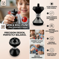 Jouet d'adresse Kendama vert phosphorescent avec poignée géométrique noire mate et balle translucide, jouet anti-stress pour adultes