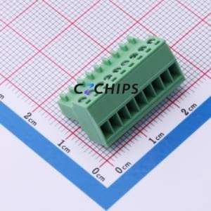 MX2EDGK-2.54-09P-GN01-Cu-Y-A Plug-in Terminal Block P=2.54mm Connector Male Plug 2.54mm Green 9P - Product Image 1