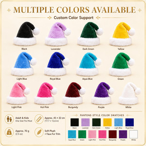 หมวกซานต้ากำมะหยี่โพลีเอสเตอร์พิมพ์ลายโลโก้ตามสั่งขายส่ง ปรับขนาดได้ สำหรับผู้ใหญ่ทุกเพศ เหมาะสำหรับงานปาร์ตี้ - Product Image 5