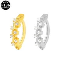 G23 14G Titane Anneaux de nombril Piercing de corps Cristal blanc Anneau de nombril Piercing Bijoux