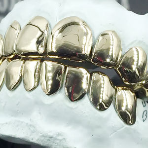 Bijoux <span class=keywords><strong>Grillz</strong></span> personnalisés en argent sterling S925 glacé à 8 dents en or 10K et 14K plaqué haut et bas - Product Image 3