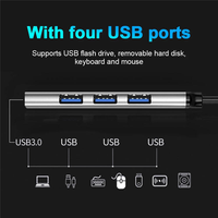 Hub USB 3.0 Justlink à 4 ports, en alliage d'aluminium, super rapide 5 Gbps, haute vitesse pour ordinateur portable, ordinateur de bureau, clavier, souris, clé USB