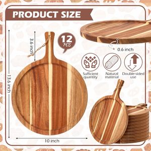 Planche à découper en bois d'acacia personnalisée et saine avec poignée pour le vin, le fromage, la pizza, le petit-déjeuner, les apéritifs - pour l'industrie - Product Image 2