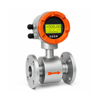 Flowmeter Magnetik Berlapis PTFE RUIJI Pengukur Aliran Cairan Kimia 220VAC IP67 Meter Air Digital Berflens untuk Media Korosif