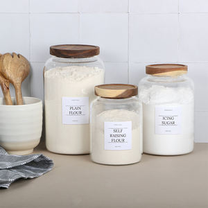 Wadah Penyimpanan Makanan Dapur Acacia, Stoples Kue, Stoples Pantry, Kaca Transparan 1-2L, Mulut Lebar Besar, Tutup Kayu - Product Image 2