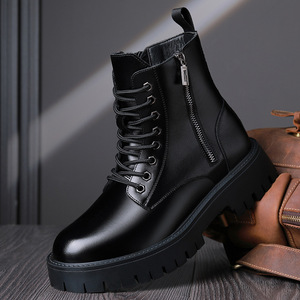 Men Winter Ankle Boots Genuine Leather Round Toe Plush Lining Rubber Outsole Anti Slippery Snow Boots - Product Image 1