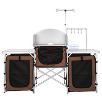 Table de camping pliable portable pour voiture avec organisateur de rangement