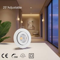 Downlight encastré LED COB CCT commutable, ultra-mince, sans scintillement, dimmable, IP20, angle de faisceau 60°, garantie 5 ans, bouton en aluminium, SAA