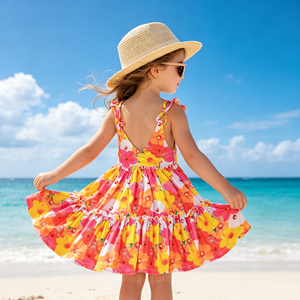 Vestido para Bebé y Niña Pequeña, Modelo CD3-6 Halter Twirl, Estilo Inglés Otoñal, Línea A, Impresión Personalizada, 95% Algodón, OEM/ODM, 3-7 Días - Product Image 3
