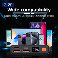 ZUZG Precio al por Mayor OEM 10000mAh PD20W+QC22.5 Banco de Energía de Carga Rápida Bidireccional con Pantalla Digital Inteligente