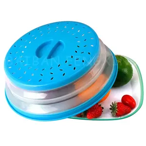 Pieghevole BPA Free Splatter Proof coperchio piastra forno facile impugnatura manopola ventilato copertura per microonde per il riscaldamento degli alimenti