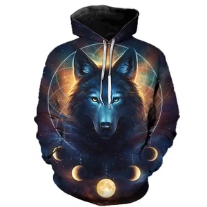 Felpa da uomo con cappuccio da uomo con motivo lupo 3d Wolf felpa da uomo con cappuccio da uomo - Product Image 3
