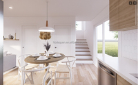 Villa moderne préfabriquée à un étage de 100 m2, 3 chambres, 2 salles de bain, 1 cuisine, 1 salon, construction rapide, garantie 2 ans