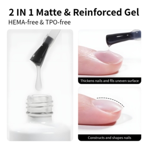 TRIONE Gel de renforcement mat 2 en 1, gel de finition fonctionnel, sans HEMA, auto-nivelant, base forte pour le renforcement et la réparation des <span class=keywords><strong>ongles</strong></span> - Product Image 2