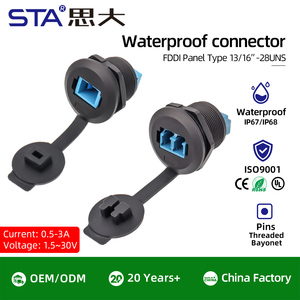 Connettore Impermeabile IP67 FDDI per Fibra Ottica, Montaggio Frontale su Pannello, Presa Femmina SC/LC Monomodale a Singolo/Doppio Core - Product Image 1