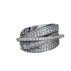 Anillo de Cóctel Geométrico para Mujer, Plata, Circonita Cúbica, Micro Pavé, Anillos de Moda para Fiesta - Product Image 5