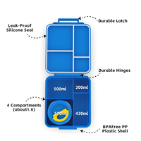 Boîte à bento Eco Safe pour enfants avec récipients en acier inoxydable Boîte à lunch et couverts en PP sans BPA pour l'école
