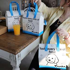 ถุงส่งอาหารแบบไม่ถักทอ บุฟอยล์อะลูมิเนียม บรรจุภัณฑ์เก็บความร้อนแบบใช้แล้วทิ้ง สำหรับร้านอาหาร น้ำผลไม้ กาแฟ เค้ก ถุงใส่กลับบ้าน - Product Image 6