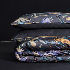 Juego de fundas de edredón de satén, ropa de cama con estampado de flores, Algodón puro largo, 300TC, 60S, tejido 100% de algodón, 60, 4 Uds. - Product Image 2