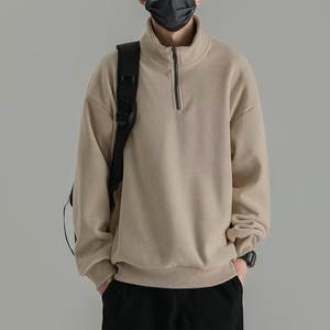 Sudadera de Manga Larga con Cuello Alto y Media Cremallera de Lana Polar para Hombre, Estilo Retro Japonés, Color Sólido, Gruesa, de Doble Cara, para Primavera y Otoño - Product Image 2
