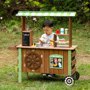 Carrito de Comida de Madera para Exteriores, Juguete de Imitación para Niños, Juego de Cocina para Niños Pequeños con Accesorios de Cocina de Juguete KA7181 - Product Image 2