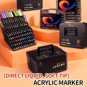 Marqueurs acryliques liquides de haute qualité avec pointe pinceau souple, système de contrôle de l'encre, étui de rangement portable, utilisés par les étudiants - Product Image 2